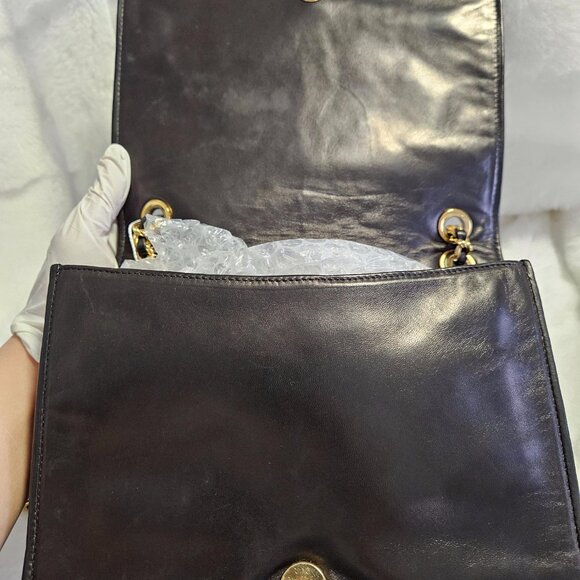 Authentic Bally  Lambskin Leather Quilted Flap Bag in Gold Chain - Picture 7 of 17